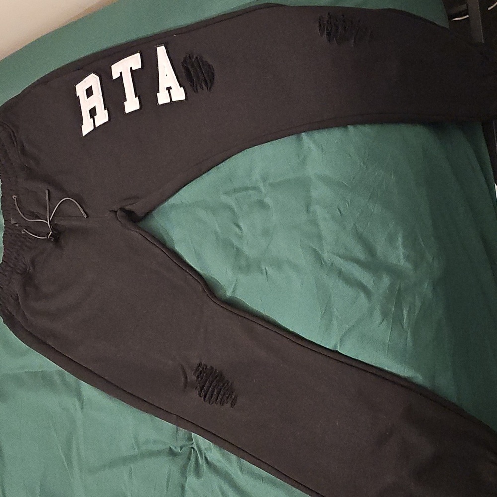 RtA Distressed Black Sweatpants